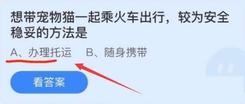 想带宠物猫一起乘火车出行，较为安全稳妥的方法是？