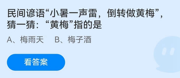 民间谚语“小暑一声雷，倒转做黄梅”，猜一猜:“黄梅”指的是？