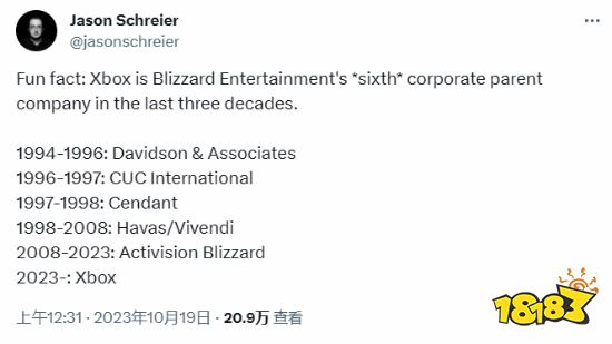 暴雪近三十年换六个母公司 Xbox为其中最强