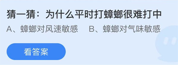 蚂蚁庄园：猜一猜为什么平时打蜻螂很难打中